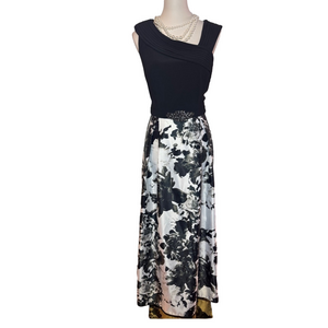 Alex Evenings Black Embellished Floral Evening Gown Size 12